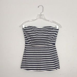 J. Crew • strapless blue and white striped top